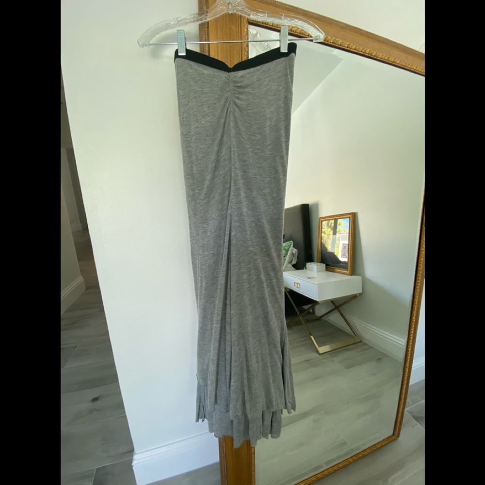 Topshop Grey long skirt with a slight train sz 4